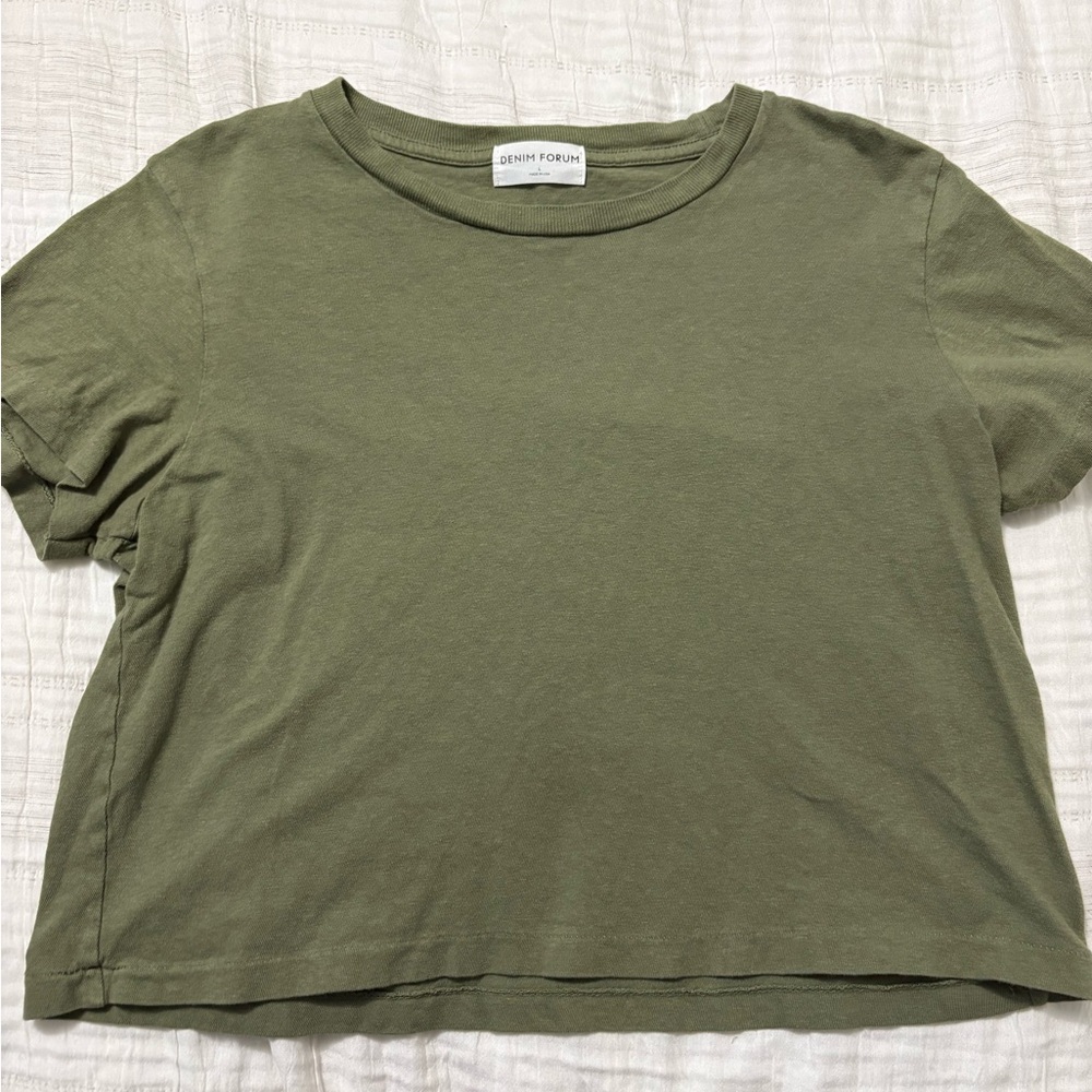 Denim Forum Green Short Sleeve Top